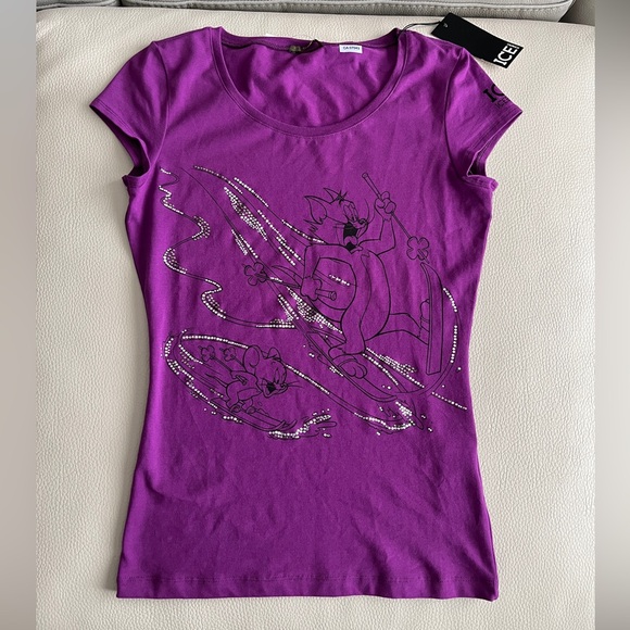 NWT - Ice Iceberg x Tom & Jerry Women’s Crystal Decorated T Shirt - Size XS - Picture 2 of 8